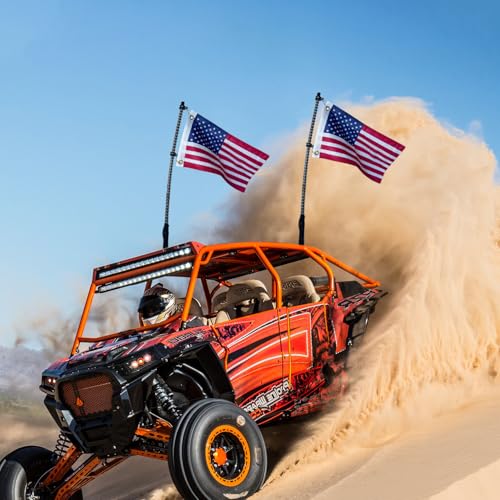 cezelux 2 Pack American Flags, Offroad Flags for Whip Lights or Antenna Flag Poles, 12" x 18" Double Sided Whip Lights Accessories, America Whips Flags for UTV ATV Can-Am Polaris RZR SXS Boats Ulti Offroad (American Flag 2 Pack) - Image 2