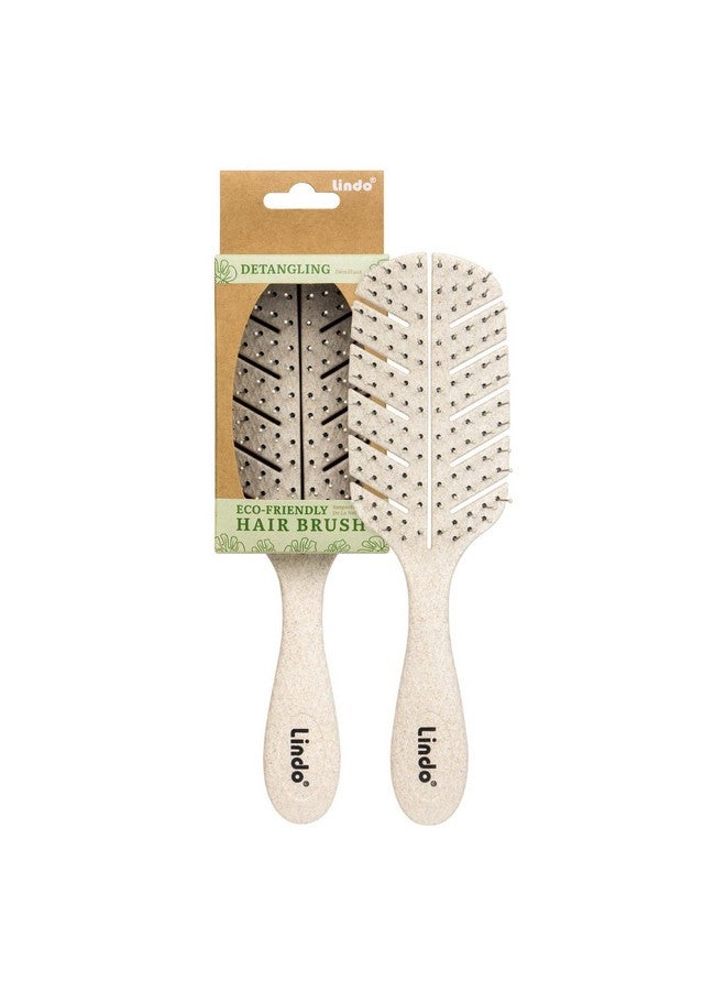 Lindo Ecofriendly Hair Brush Detangling For Wet Or Dry Hair & All Hair Types Antiknot Flexible Bristles Biodegradable Material Natural Vegan - Image 1