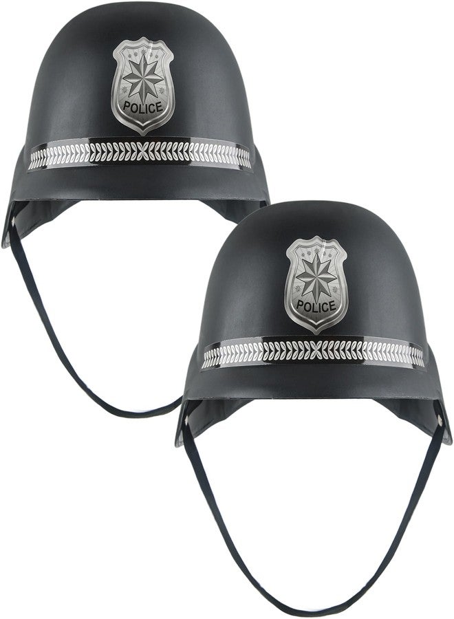 Cotiny 2 Pack Kids Police Helmet Dress Up Police Hats Plastic Police Officer Costume Hat for Kids Halloween Cosplay Party Dress Up Accessories - Image 1