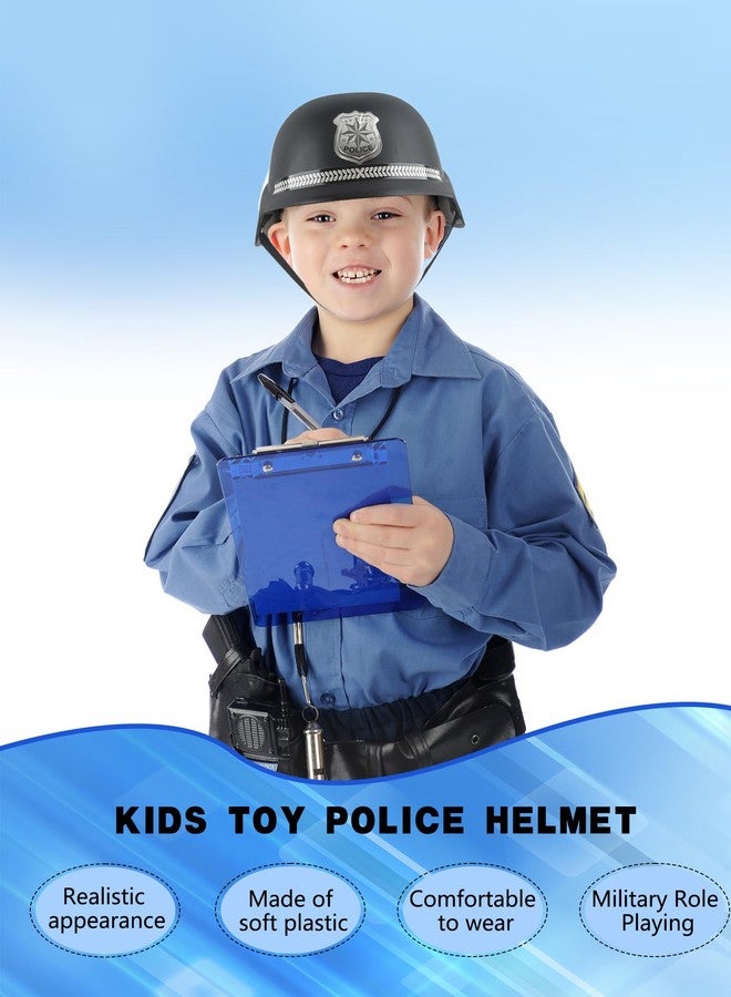 Cotiny 2 Pack Kids Police Helmet Dress Up Police Hats Plastic Police Officer Costume Hat for Kids Halloween Cosplay Party Dress Up Accessories - Image 4