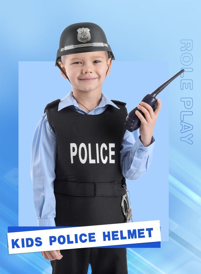 Cotiny 2 Pack Kids Police Helmet Dress Up Police Hats Plastic Police Officer Costume Hat for Kids Halloween Cosplay Party Dress Up Accessories - Image 3