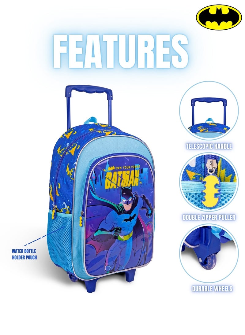 Warner Bros. Batman  18 Inch Kids 3-in-1 Trolley School Bag Set - Ergonomic Backpack, Insulated Lunch Bag & Pencil Case,Lightweight, Durable, Students 6+ - Perfect for Travel & School,For Boys  - Image 3