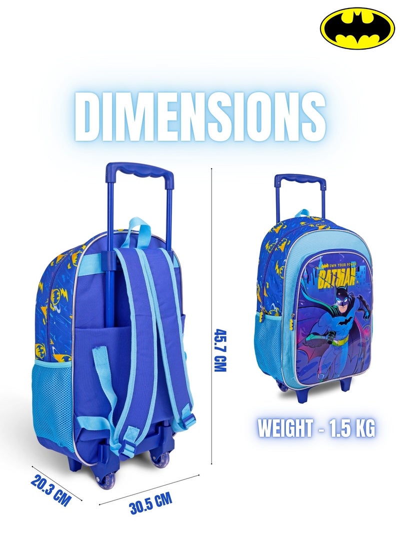 Warner Bros. Batman  18 Inch Kids 3-in-1 Trolley School Bag Set - Ergonomic Backpack, Insulated Lunch Bag & Pencil Case,Lightweight, Durable, Students 6+ - Perfect for Travel & School,For Boys  - Image 5