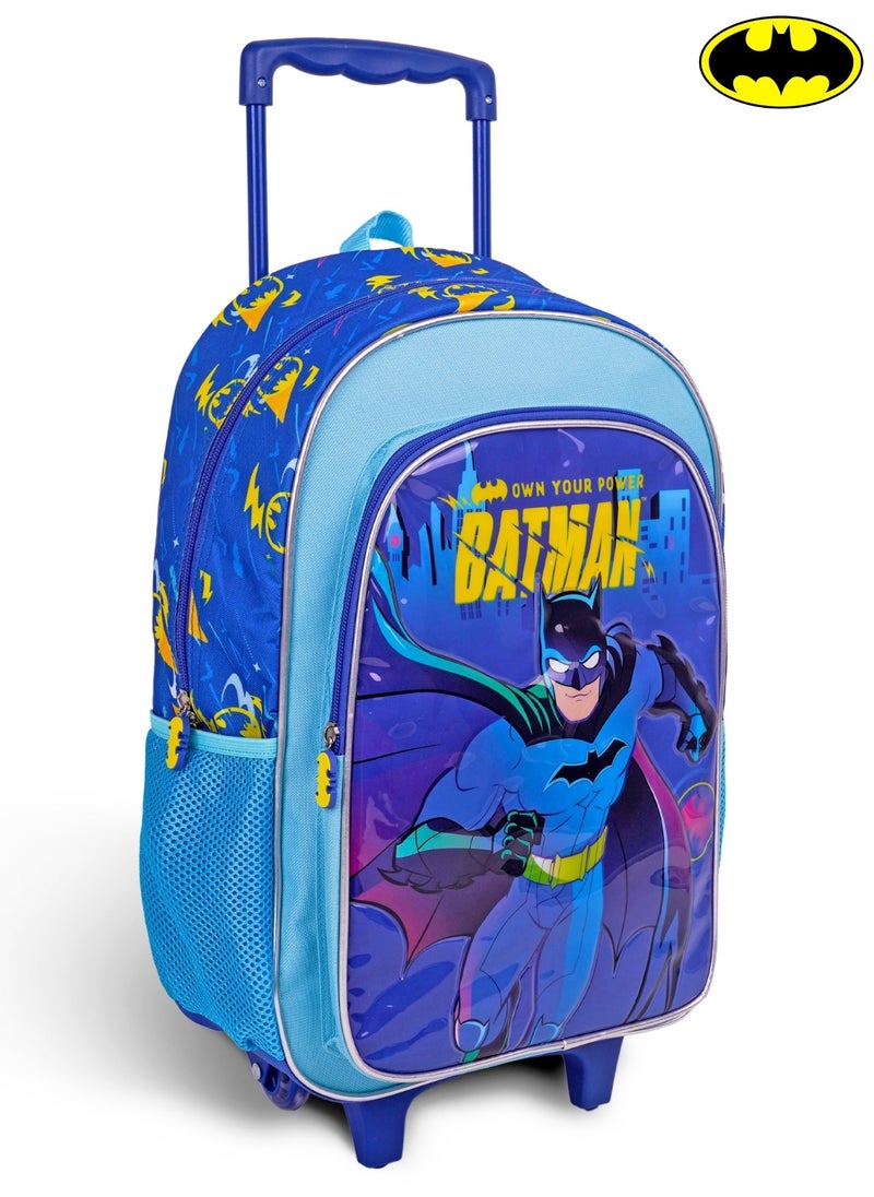 Warner Bros. Batman  18 Inch Kids 3-in-1 Trolley School Bag Set - Ergonomic Backpack, Insulated Lunch Bag & Pencil Case,Lightweight, Durable, Students 6+ - Perfect for Travel & School,For Boys  - Image 2