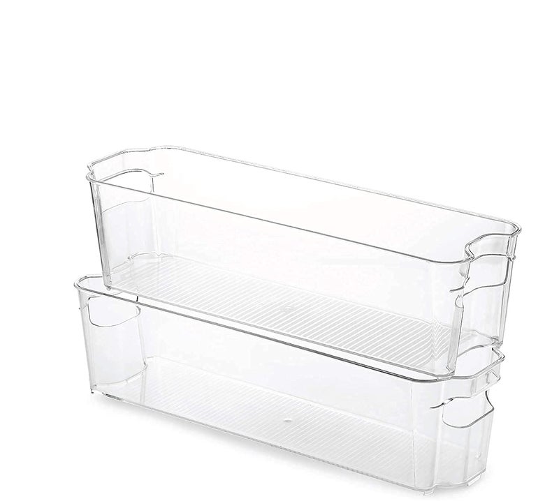 Rabbonix Stackable Acrylic Fridge Organiser Sturdy Pantry And Refrigerator Storage Bins With Handles Fridge Containers| Pack of 02 | Small - Image 1