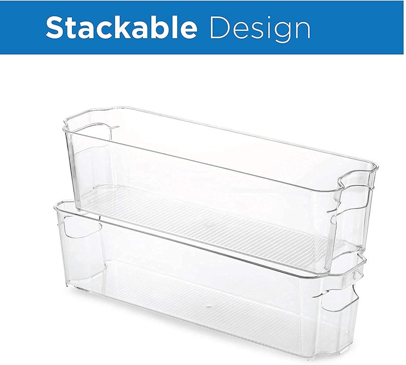 Rabbonix Stackable Acrylic Fridge Organiser Sturdy Pantry And Refrigerator Storage Bins With Handles Fridge Containers| Pack of 02 | Small - Image 3