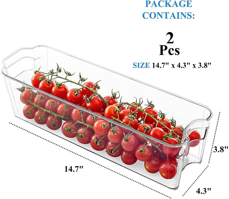 Rabbonix Stackable Acrylic Fridge Organiser Sturdy Pantry And Refrigerator Storage Bins With Handles Fridge Containers| Pack of 02 | Small - Image 2