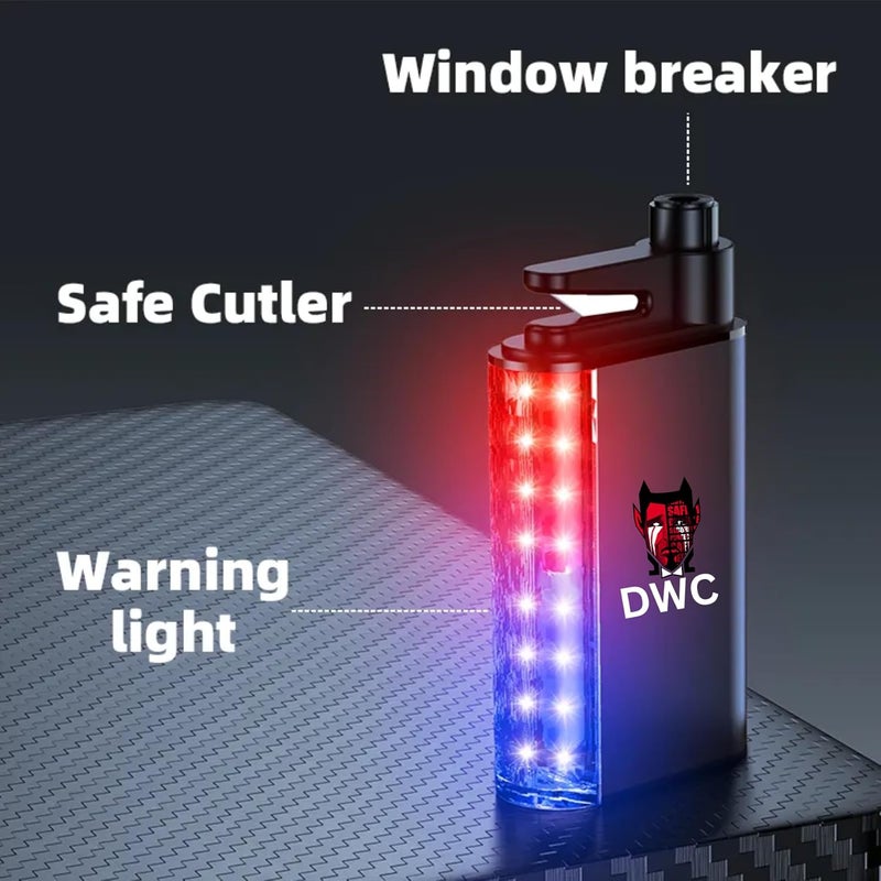 DEVIL Will Cry 3-in-1 Multi-Functional Safety Hammer with LED Warning Light, Window Breaker, Seat Belt Cutter, Black - Image 2