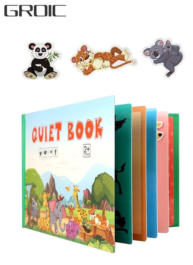 GROIC - Quiet Book for Toddlers, 2022 New Montessori Interactive Felt Quiet Book for Toddlers 2-6, 10 Pages Educational Toy Travel Toy for Boys Girls, Preschool Learning, Animal Theme - Image 1