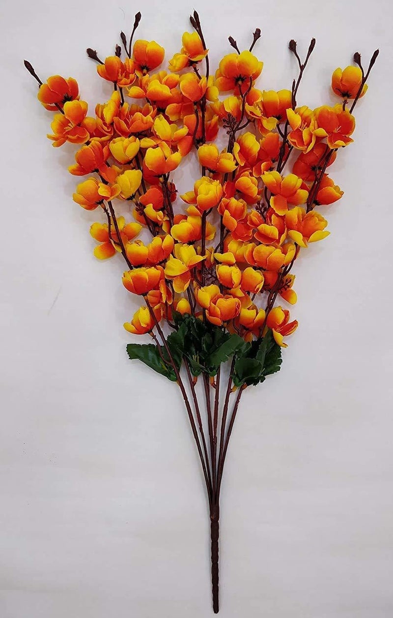 Generic Well Art Gallery Well Art Gallery Artificial Blossom Flower Home Decoration 7 Sticks (Orange_ Yellow Cherry Blossom Artificial Flower (10 inch, Pack of 1, Garlands)  - Image 2