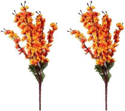 Generic Well Art Gallery Well Art Gallery Artificial Blossom Flower Home Decoration 7 Sticks (Orange_ Yellow Cherry Blossom Artificial Flower (10 inch, Pack of 1, Garlands)  - Image 3