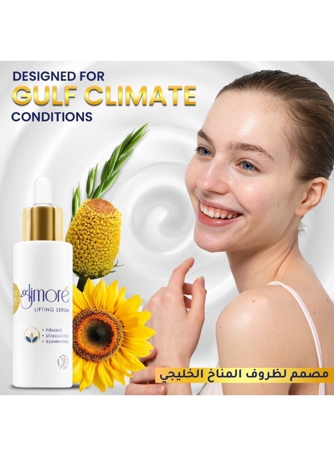 Glimore Lifting Face Serum 30 ml – Firming & Pore-Refining Treatment – Niacinamide + Natural “Botox-Like” Acmella + Stabilised Vitamin C – Instant Hydration & Radiance Boost – Lightweight, Citrus-Scented, All Skin Types - Image 3