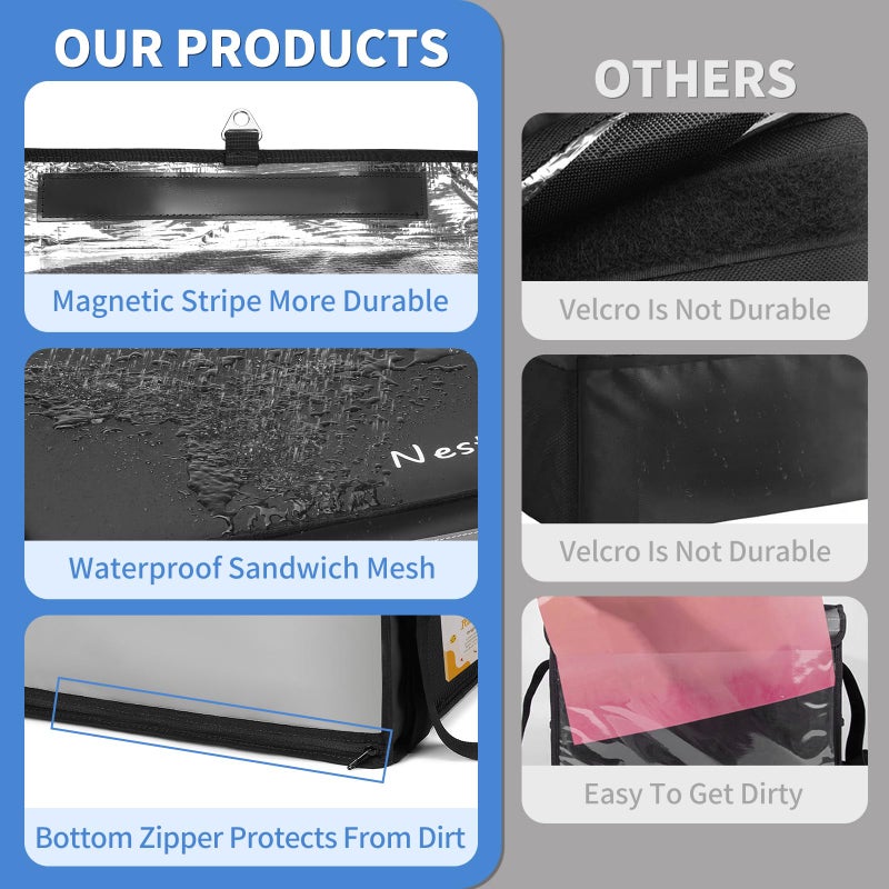 Nesthao Insulated Food Delivery Bag for Delivery,Magnetic Catering Delivery Box with Support Frame/Cup Holders/Drink Carriers,Great for Catering,Restaurants,Delivery Drivers-XXL Fit 14'' Pizza box - Image 3