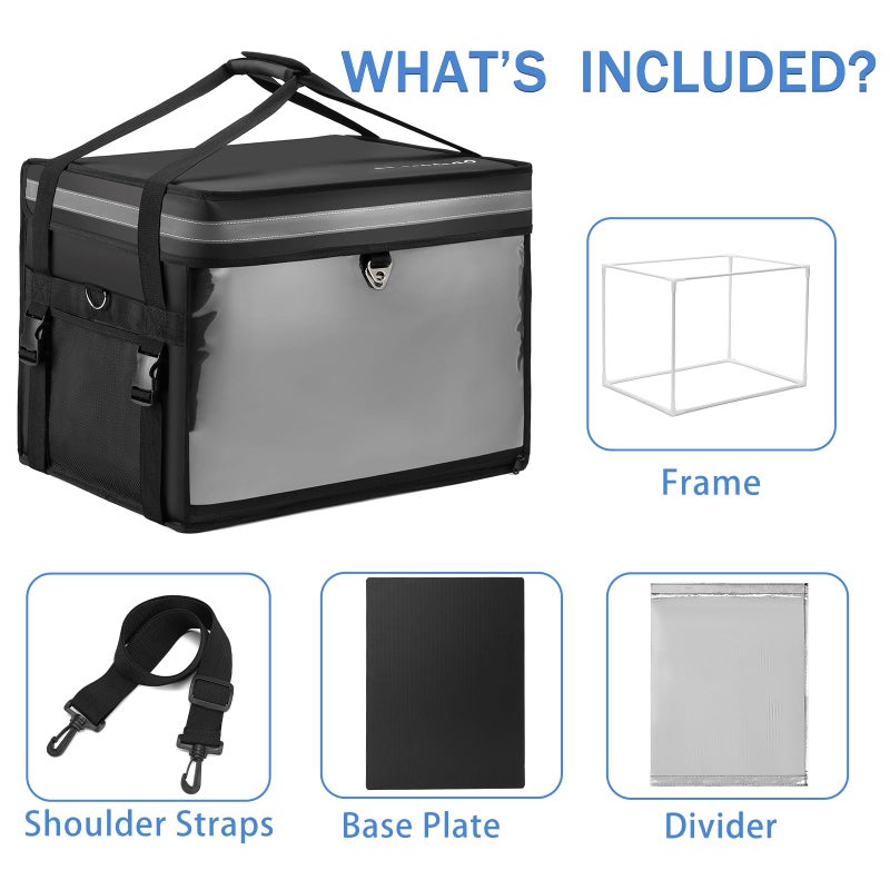 Nesthao Insulated Food Delivery Bag for Delivery,Magnetic Catering Delivery Box with Support Frame/Cup Holders/Drink Carriers,Great for Catering,Restaurants,Delivery Drivers-XXL Fit 14'' Pizza box - Image 4