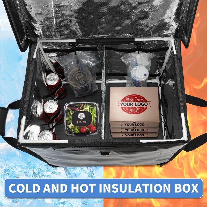 Nesthao Insulated Food Delivery Bag for Delivery,Magnetic Catering Delivery Box with Support Frame/Cup Holders/Drink Carriers,Great for Catering,Restaurants,Delivery Drivers-XXL Fit 14'' Pizza box - Image 2