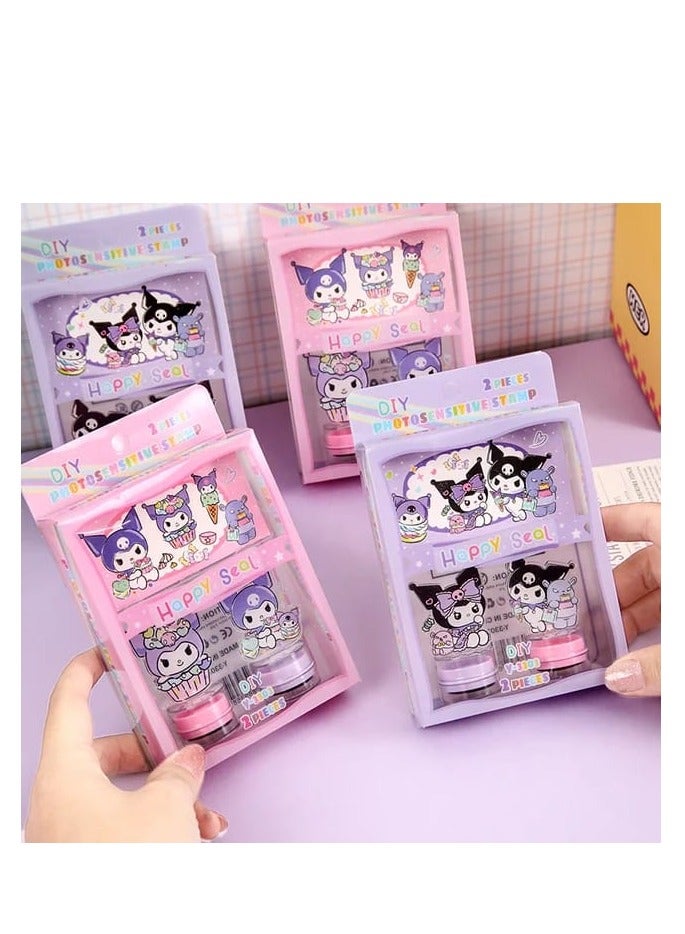 "ختامة أطفال DIY - طوابع ملونة كاوايي بتصميمات شخصية لطيفة - أدوات الرسم والطباعة الإبداعية للأطفال-2قطعه +نوت - Image 2
