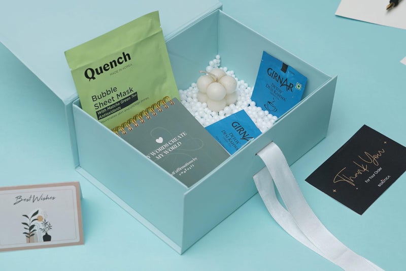 Boxotica Mint Green Small Gift Box – Foldable Rigid Hamper with Ribbon & Greeting Card | 23.5×17×10 cm Reusable Keepsake Box for Jewelry, Chocolates, Weddings, Birthdays, Bridesmaid Proposals - Image 4