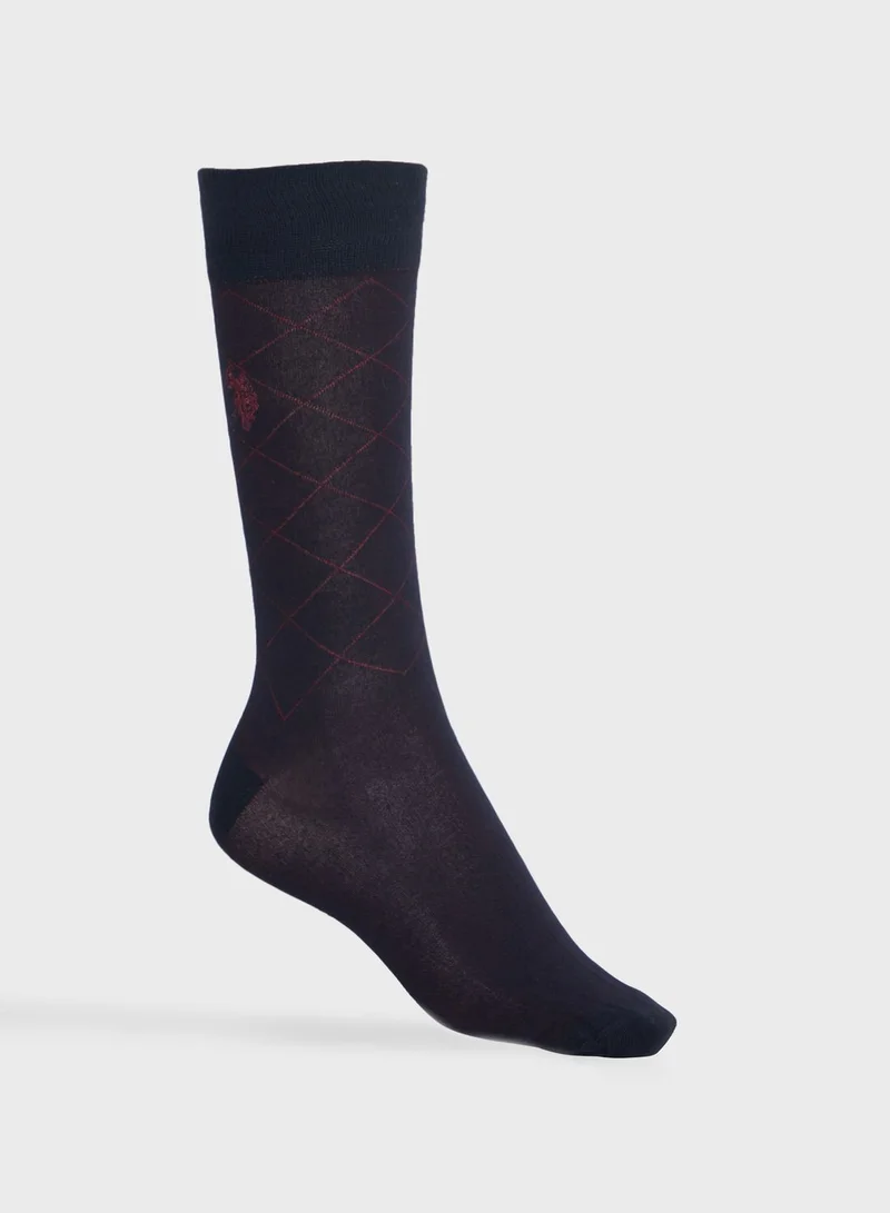 يو اس بولو اسن Logo Print Crew Socks