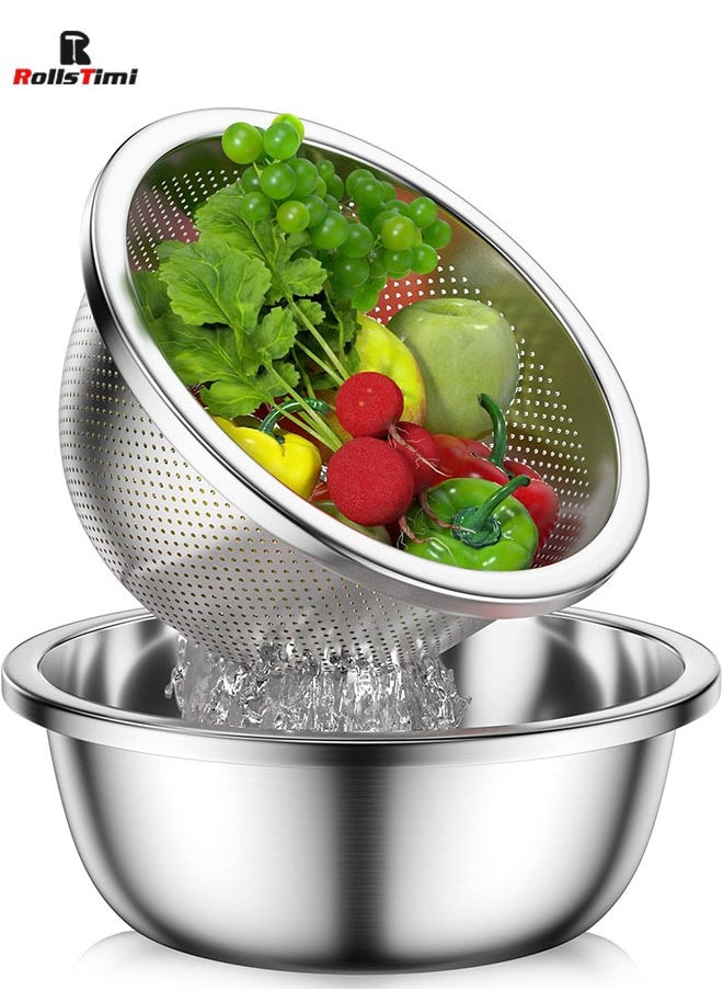 RollsTimi  3Pcs Multifunctional Stainless Steel Basin Washing Bowl Set  - Image 2