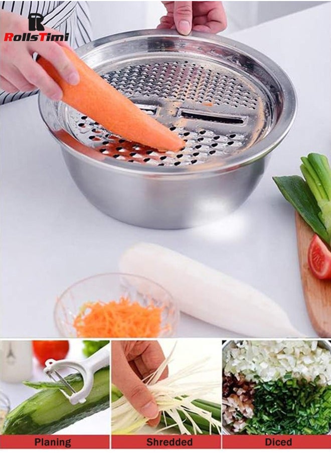RollsTimi  3Pcs Multifunctional Stainless Steel Basin Washing Bowl Set  - Image 3
