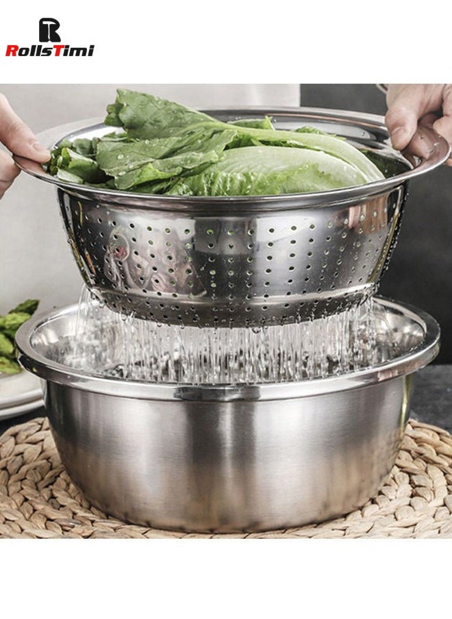 RollsTimi  3Pcs Multifunctional Stainless Steel Basin Washing Bowl Set  - Image 5