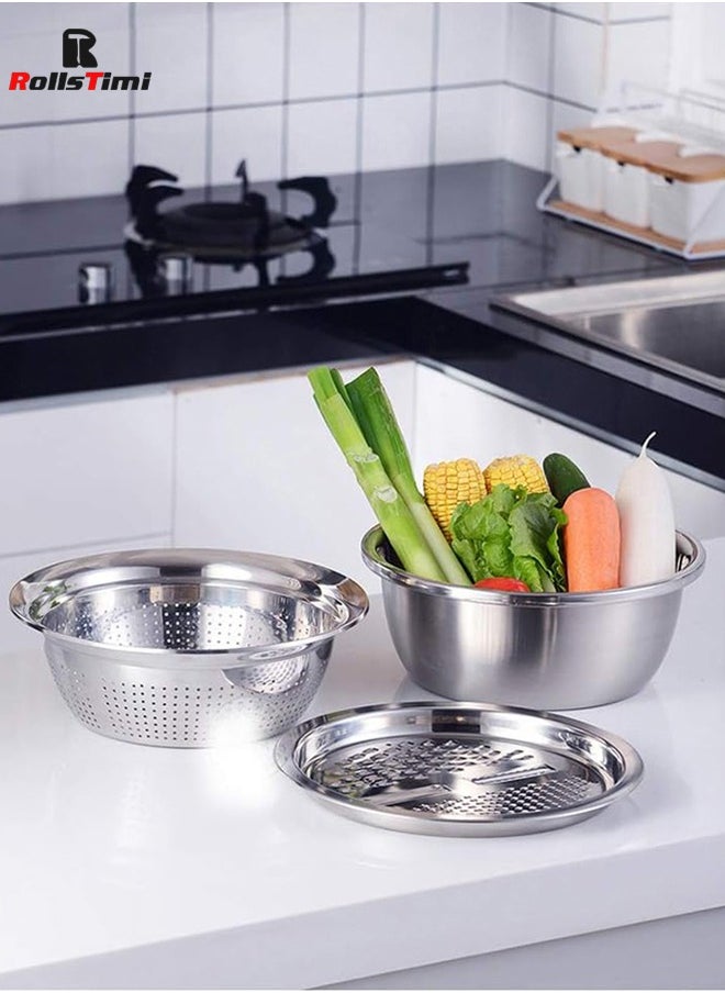 RollsTimi  3Pcs Multifunctional Stainless Steel Basin Washing Bowl Set  - Image 4