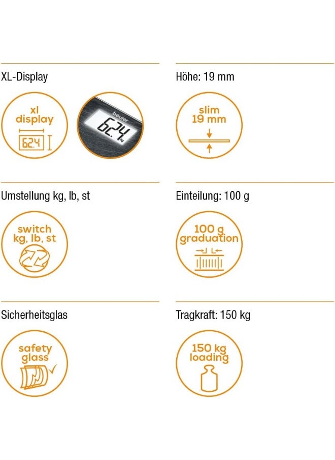 Beurer Beurer - GS203 Glass Bathroom Scale Skifer - 5 Years Warranty  - Image 2