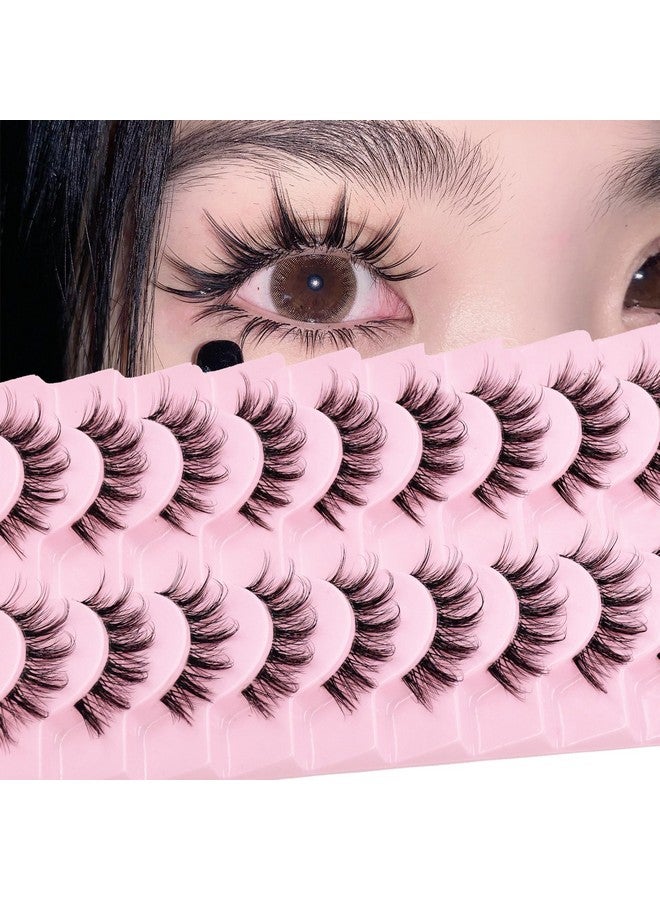 AUGENLI 12Mm Manga Natural Look False Eyelashes Reusable Strip Wispy Lashes Including 10 Pairs Of Eye Lashes Easy To Apply Doll Makeup (Sd18) - Image 1