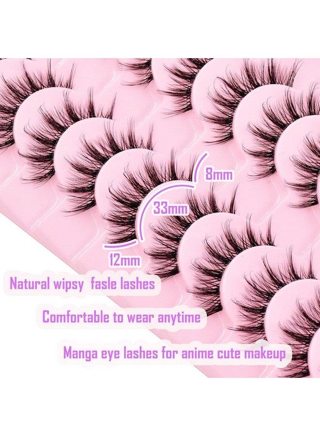 AUGENLI 12Mm Manga Natural Look False Eyelashes Reusable Strip Wispy Lashes Including 10 Pairs Of Eye Lashes Easy To Apply Doll Makeup (Sd18) - Image 4