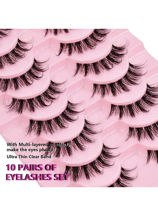 AUGENLI 12Mm Manga Natural Look False Eyelashes Reusable Strip Wispy Lashes Including 10 Pairs Of Eye Lashes Easy To Apply Doll Makeup (Sd18) - Image 5