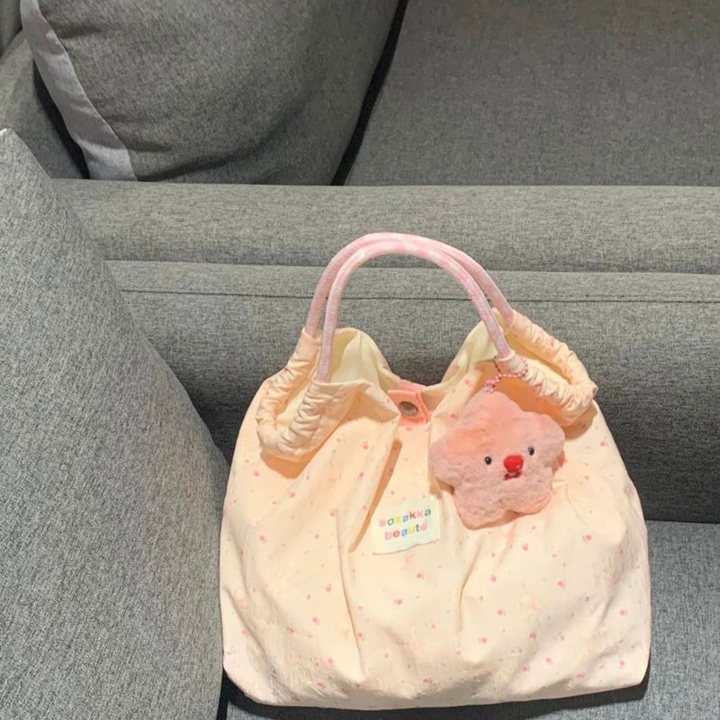 Cute Printed Rabbit Shoulder Bag for Women, Canvas Tote, Large Capacity Commuter Bag - Image 1