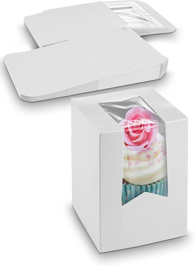 MT Products Single Cupcake Box 4.5" x 4.5" x 4.5" - Elegant Small Bakery Boxes (Pack of 15) - Made in the USA - Image 1