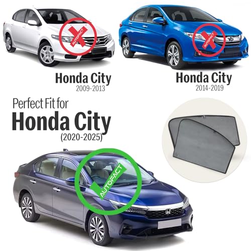 Autofact Car Sunshades for Honda New City (2020 to 2025), UV Protection, Useful Car Accessories, Custom fit Sun Shades for Side Windows, Set of 4 - Image 2