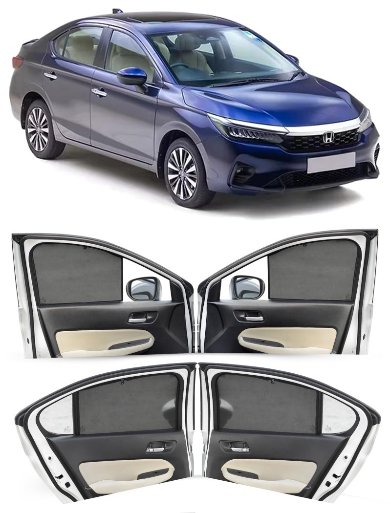 Autofact Car Sunshades for Honda New City (2020 to 2025), UV Protection, Useful Car Accessories, Custom fit Sun Shades for Side Windows, Set of 4 - Image 1