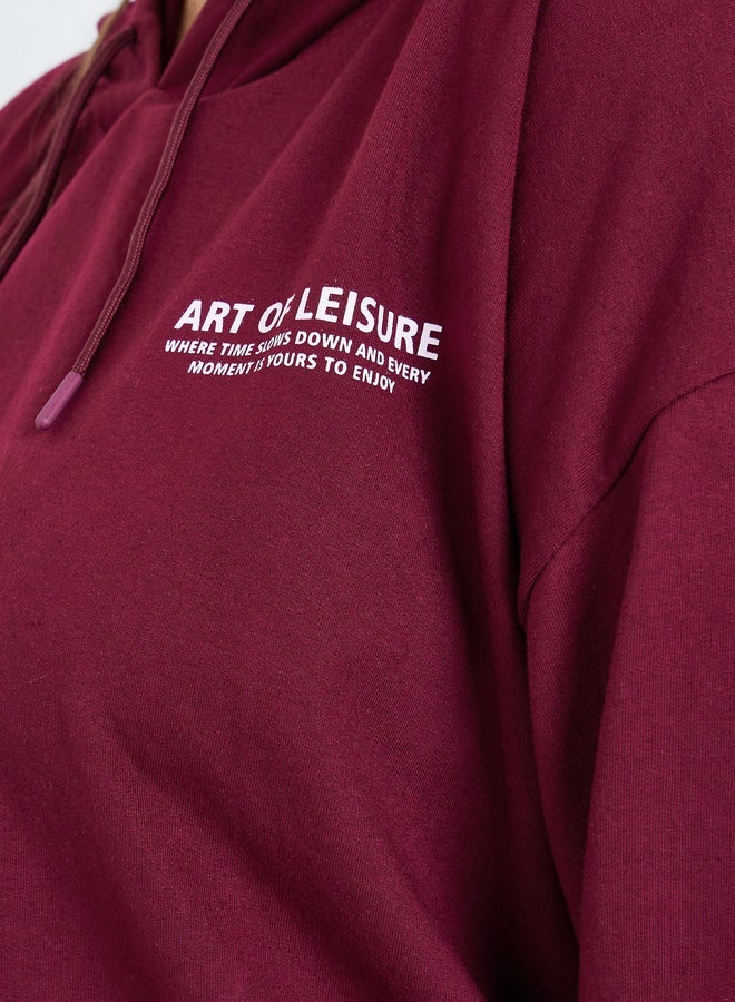 Styli Women Plus Size Burgundy Slogan Hoodie - Image 3