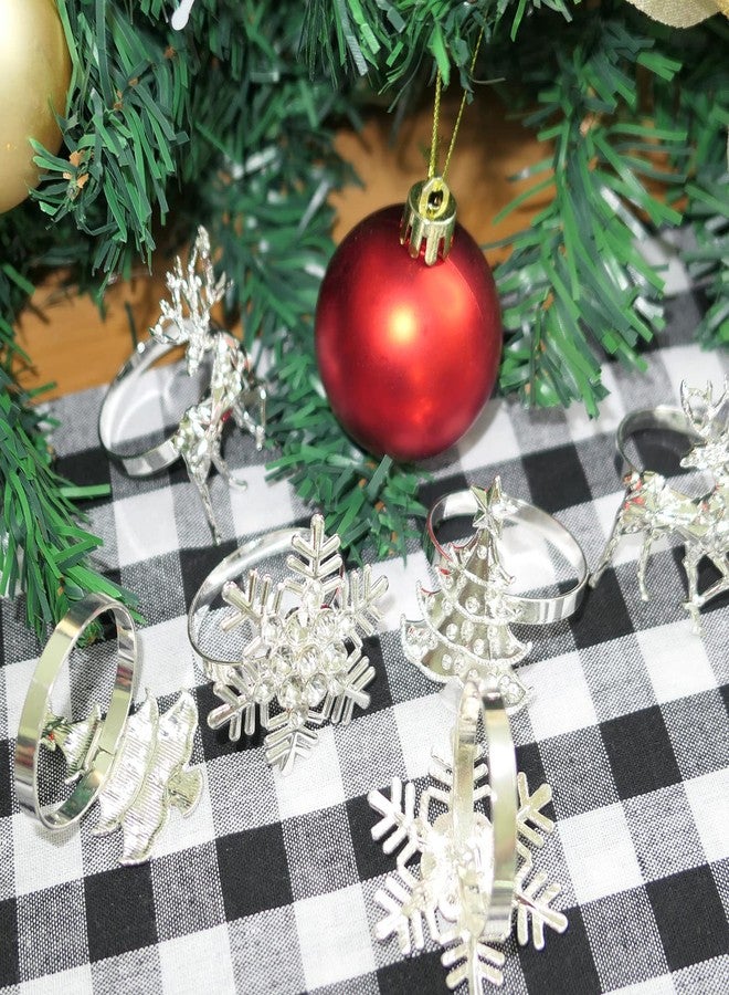 HADDIY Christmas Napkin Holder,Set of 12 Silvery Elk Snowflake Xmax Tree Napkin Ring for Winter Holiday Dinner Setting and Christmas Table Decorations - Image 5