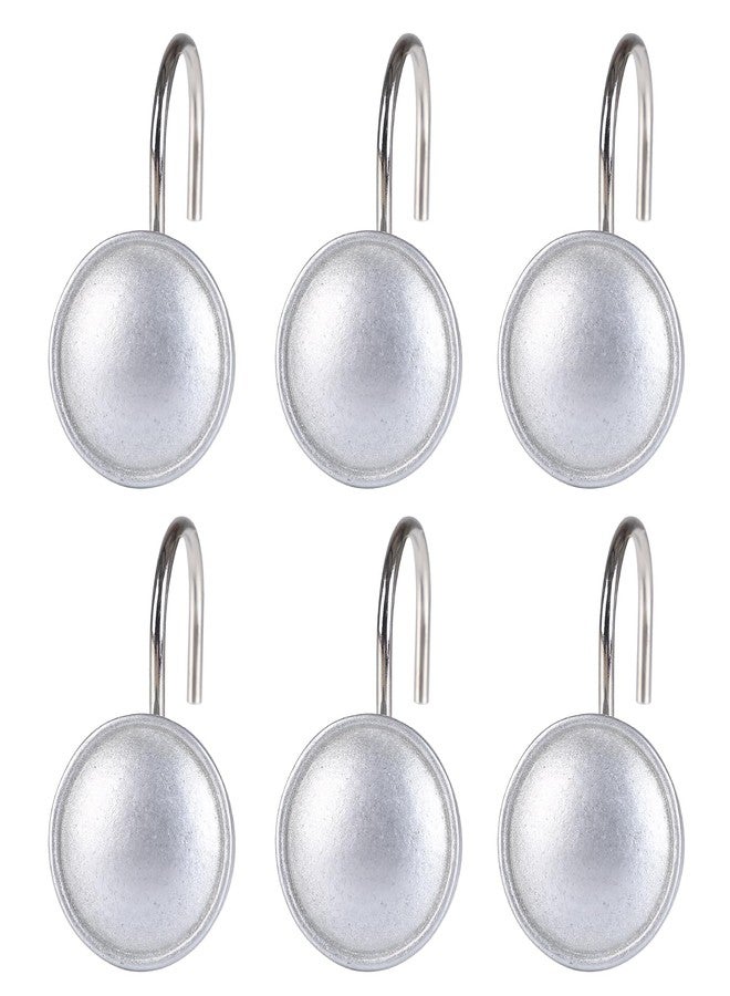 Twofishes Silver Round Shower Curtain Hooks Set of 12 Decorative Rust Proof Christmas Silver Round Shower Curtain Rings Pack of 12 - Image 2
