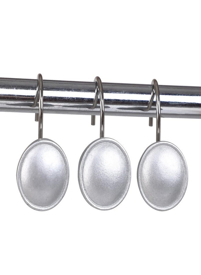 Twofishes Silver Round Shower Curtain Hooks Set of 12 Decorative Rust Proof Christmas Silver Round Shower Curtain Rings Pack of 12 - Image 1