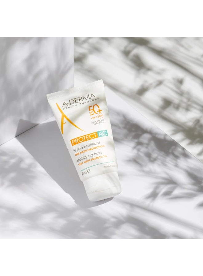 A-Derma Protect AC Mattifying Fluid SPF50+ 40ml - Image 4