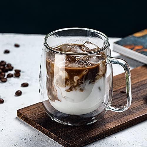 WRINGO 350ML Double Wall Glass Coffee Mugs - Glass Double Layer Tea & Coffee Cup Glass Mugs for hot & Cold Drinks Coffee Tea Milk cappuchino, (Set of 2) (WC-16) - Image 2