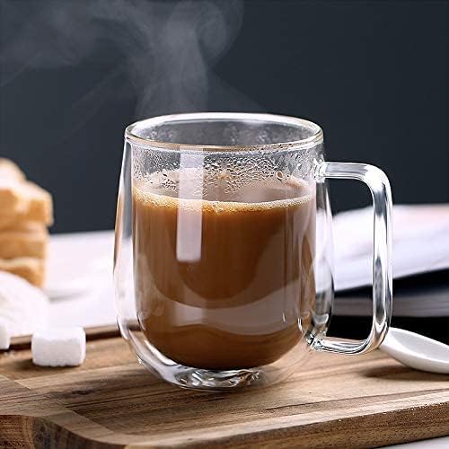 WRINGO 350ML Double Wall Glass Coffee Mugs - Glass Double Layer Tea & Coffee Cup Glass Mugs for hot & Cold Drinks Coffee Tea Milk cappuchino, (Set of 2) (WC-16) - Image 1