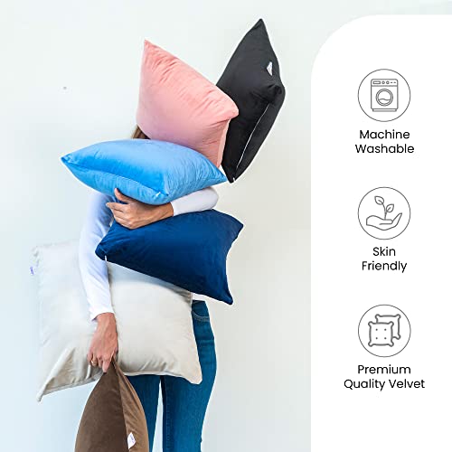 MY ARMOR Velvet Cushion Covers Set of 5-24 x 24 Inches, Soft & Luxurious Large Cushion Cases for Bedroom, Sofa, Chair & Living Room - Cream - Image 3