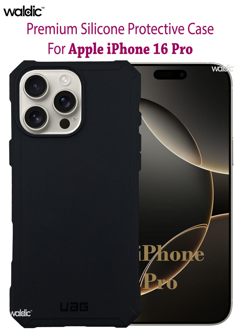 Waldic - Apple iPhone 16 Pro Premium UAG Case | Premium Silicone  Case Cover Designed for Apple iPhone 16 Pro | Apple iPhone 16 Pro Case Camera and Drop Protection Thin Protective Back Cover Case for Apple iPhone 16 Pro - Black - Image 1