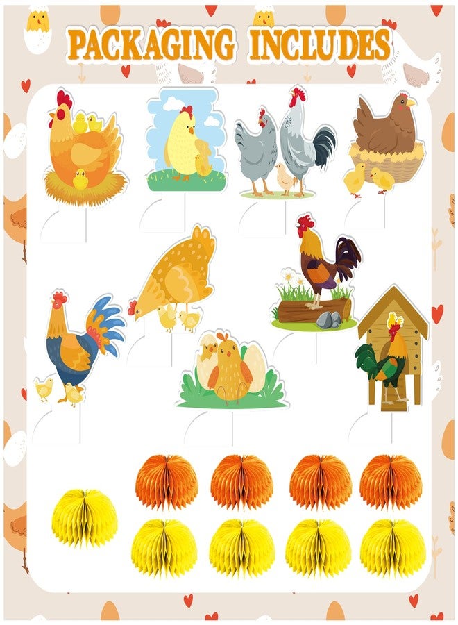 LHDUOFA 9 PCS Chicken Honeycomb Centerpieces Table Decorations Chicken Table Centerpieces for Chicken Party Supplies Chicken Birthday Party Decorations Farm Animals Decorations - Image 2