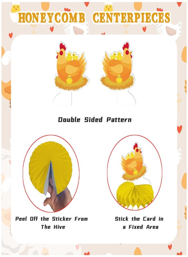 LHDUOFA 9 PCS Chicken Honeycomb Centerpieces Table Decorations Chicken Table Centerpieces for Chicken Party Supplies Chicken Birthday Party Decorations Farm Animals Decorations - Image 4