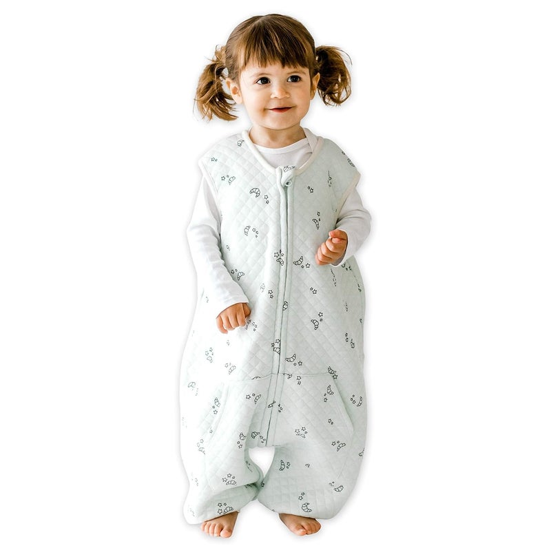 Tealbee Dreamsuit Toddler Sleep Sack with Feet - Walker Sleep Bag with Legs, Rayon made from Bamboo, Summer 0.8 TOG, 2-Way Zipper, 3T-4T - Croissant - Image 1