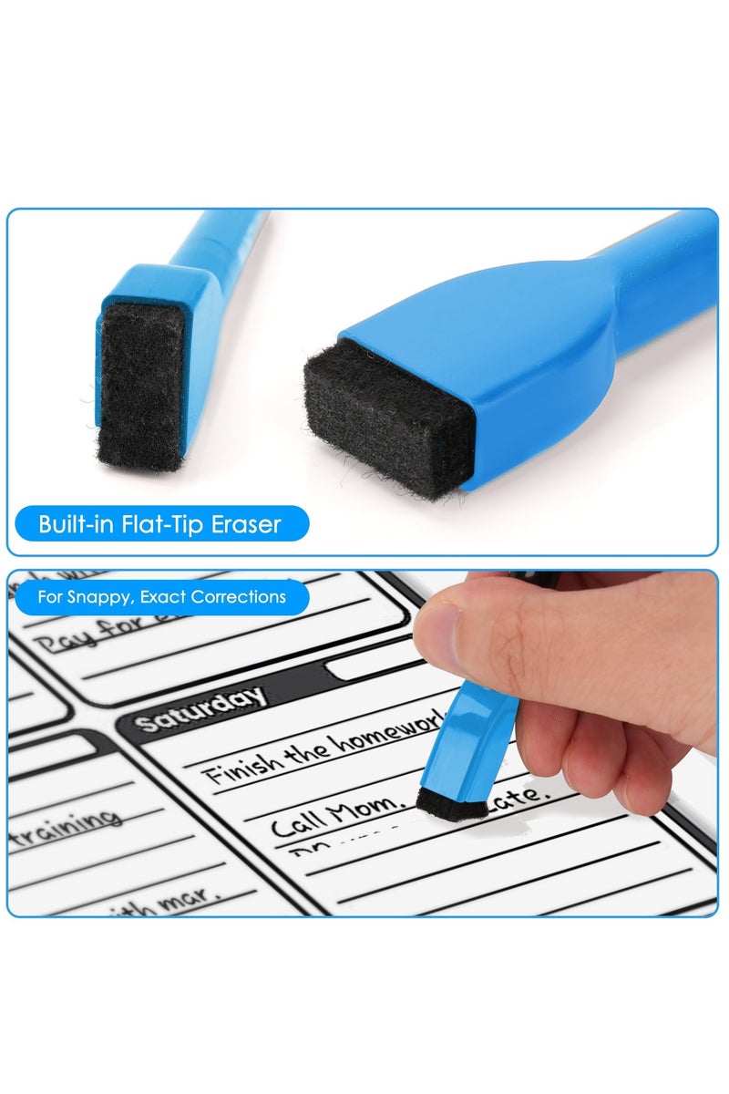 أقلام سبورة بيضاء مغناطيسية - 12 قلم ملون برأس دقيق قابل للمسح، مع ممحاة للأطفال، أقلام رفيعة قليلة الرائحة للوحات التقويم - Image 4
