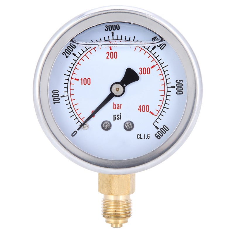 Pressure Gauge: 68mm Diameter 0-400bar 0-6000psi - High-Quality Stainless Steel Brass Construction for Long-Lasting Durability, Transparent Dial Cover for Clear Stable Readings, 1/4BSP Thread Bottom M - Image 3