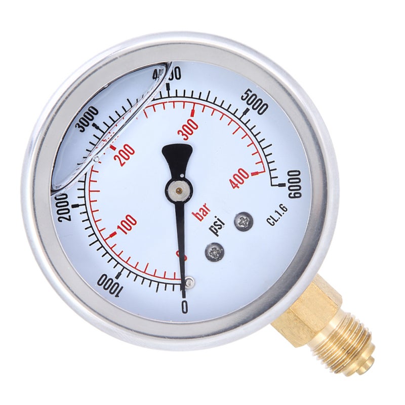 Pressure Gauge: 68mm Diameter 0-400bar 0-6000psi - High-Quality Stainless Steel Brass Construction for Long-Lasting Durability, Transparent Dial Cover for Clear Stable Readings, 1/4BSP Thread Bottom M - Image 5
