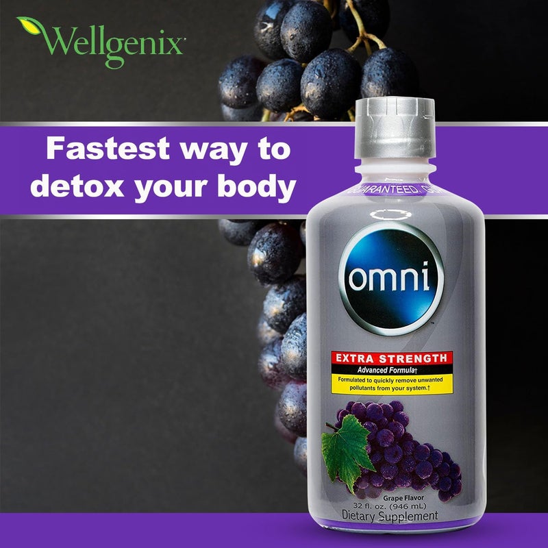 Wellgenix Omni Cleansing Drink Extra Strength Body Detox Herbal Cleanse Detox Liquid One Hour Cleanser Flush Your System Grape Flavor 32 Fl Oz Premium Detox Support Supplement - Image 2